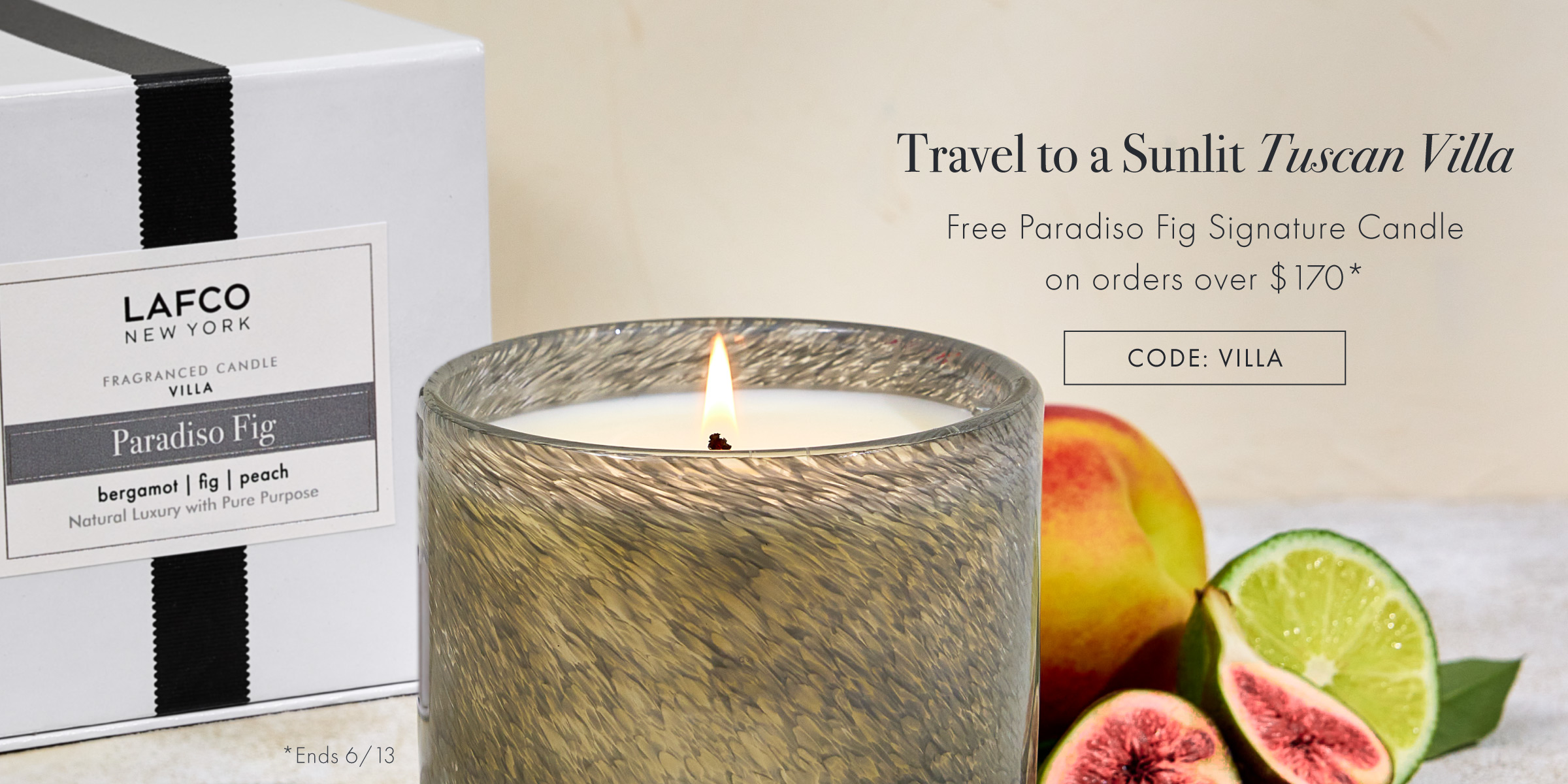 Free Paradiso Fig candle on orders $170+