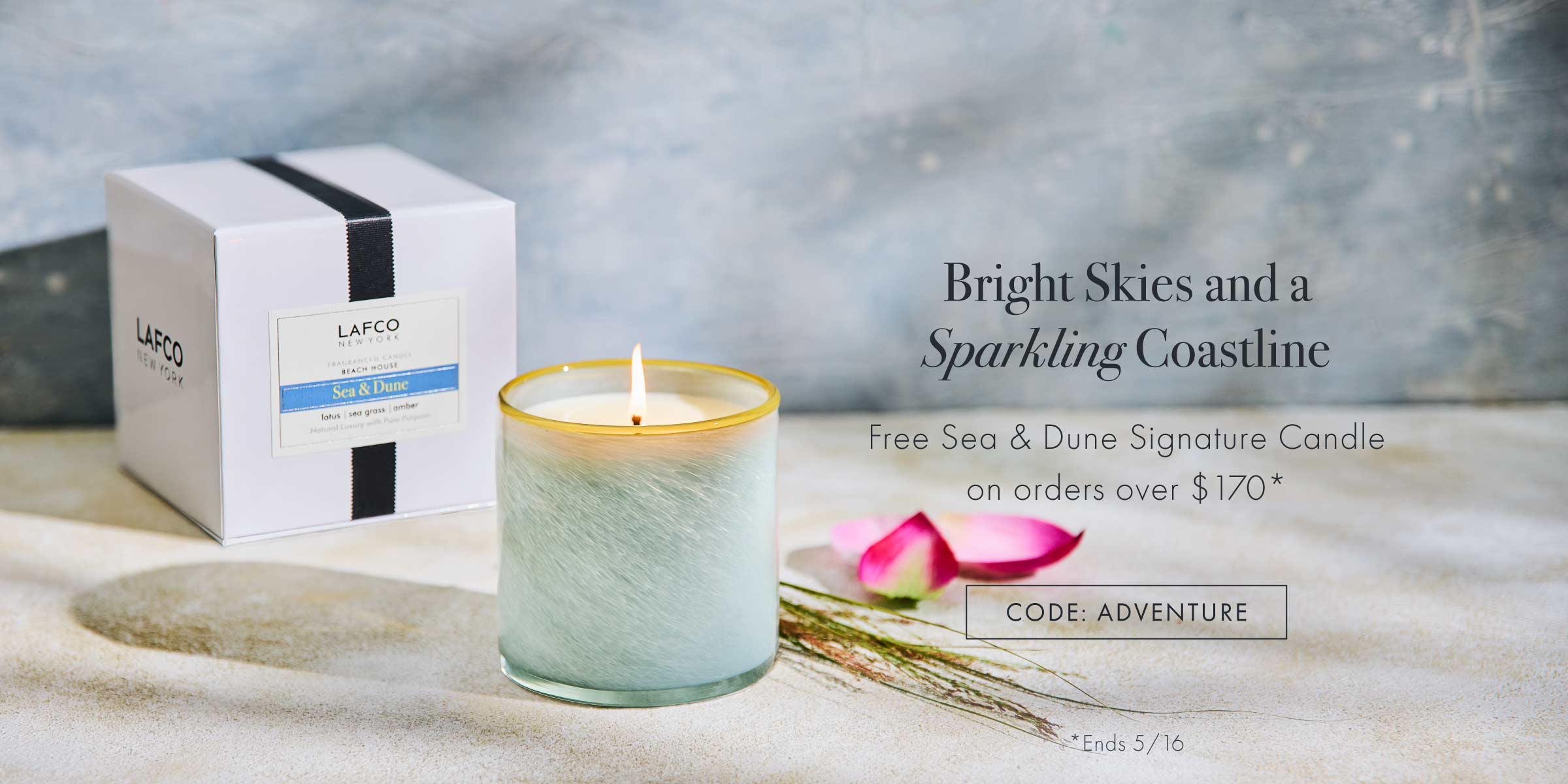 Free Sea & Dune candle on orders $170+