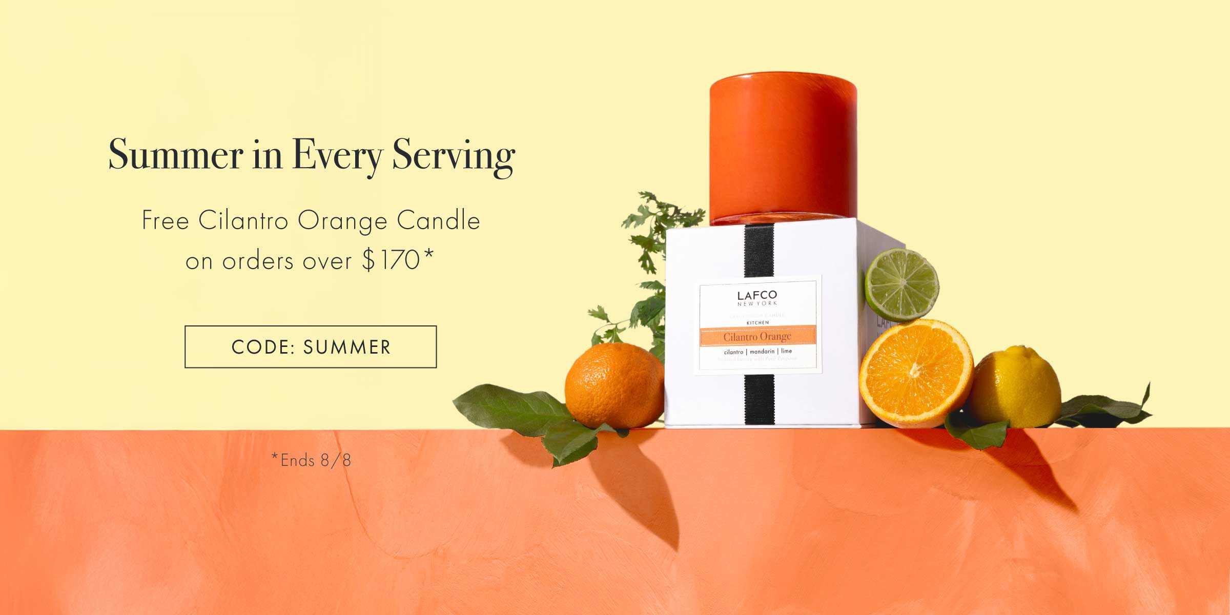 Free Cilantro Orange candle on orders $170+